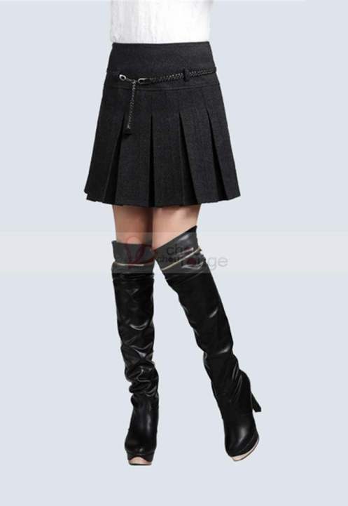 jupe-courte-femme-plissee-gris-noir-elegante-chouchourouge